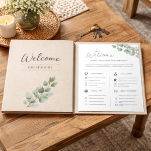 Welcoming guide on a cosy table